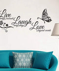 Live Love Laugh Set Of 3 Motivational Wall Stickers For Family Decor Black 18x39 Inch Peel And Stick Easy To Apply Inspirational Quotes Art Set