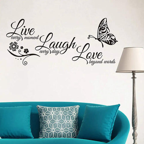 Live Love Laugh Set Of 3 Motivational Wall Stickers For Family Decor Black 18x39 Inch Peel And Stick Easy To Apply Inspirational Quotes Art Set