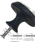 Side view of crystal glass knob with black ABS base, 1.37-inch diameter, includes stainless steel screws, for 4 Pack Cabinet Knobs With Vintage Ogee Ovals In Sage Green Pattern, Crystal Glass Drawer Pulls, Dresser Knobs For Kitchen Or Closet, Glam Sparkling Glass Door Handles, Cupboard Hardware.