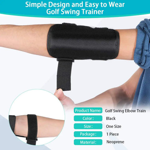 Golf Swing Trainer Arm Brace For Elbow Posture Correction Adjustable Swing Alignment Aid For Men And Women Beginners Build Consistent Back Swings Improve Ball Contact Practice Like A Pro, neoprene material, black color