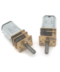 Compact N20 Dc Motor With 6V Miniature Gear Reducer, two gear motors showing metal gears and shafts for robotics and DIY projects.