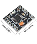 Close-up of 8 Pack DRV8833 Motor Drive Module Dual H Bridge Controller showing dimensions, 16mm by 18mm, for DC geared motors.