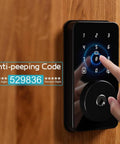 Keyless Entry Door Lock With Keypad Digital Code Deadbolt Auto Lock No WiFi Or App Needed Easy Installation on a wooden door