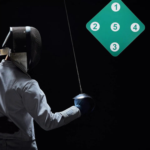 Fencer practicing with Dope Dual Sided Rubber Fencing Training Target Wall Mounted For Indoor And Outdoor Use Lightweight Practice Equipment Epée Target Board For Precision Drills And Skill Building.