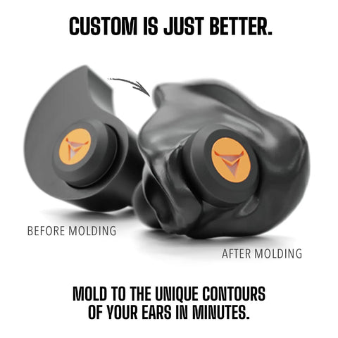 Percussive Moldable Earplugs With 33 dB NRR For Hunting And Shooting Ranges, Reusable Hearing Protection For Shooters, Custom Fit Mold Tool Included, Keeps Loud Noise Down While Letting Ambient Range Sounds Come Through