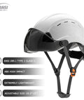 Worksite Ready Construction Hard Hat With Adjustable Visor And Ventilation, 6 Point Suspension, ANSI Z89.1 Type I Class C, EN 397