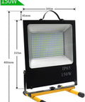 JUDYSSY Led Flood Light Emergency Portable Searchlight Mobile Portable Chargin, White Light,150w side view showing dimensions and details.