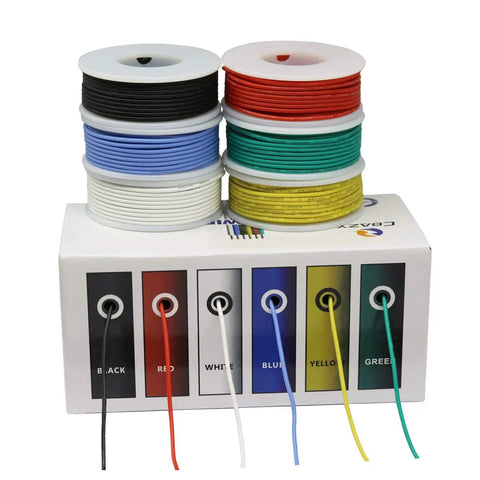 18 Gauge Silicone Rubber Wire Kit For DIY Electronics, Flexible Stranded Wire, 6 Color Coded 16.4 Feet Each, 600V Rating, -60C To 200C, Tin Copper For Easy Soldering And Heat Dissipation, Ideal For Prototyping And Hookup Projects