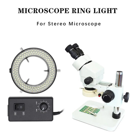 Pro Grade 144 LED Ring Light For Stereo Microscope Illuminator With Adjustable Brightness Dimmer Switch Ideal For Industry Camera Work And Lab Precision Lighting, ring light and microscope