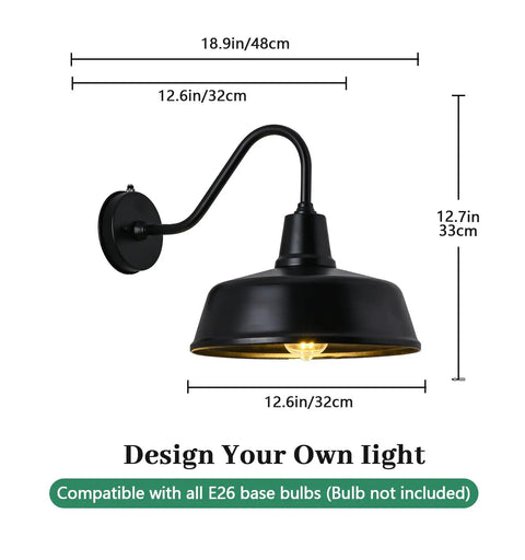 Outdoor Dusk To Dawn Gooseneck Lights Two Pack IP65 Waterproof Rust Resistant Finish With Spray Paint And Plating Process