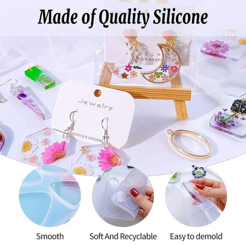 54 Pcs Epoxy Resin Jewelry Molds For Beginners, Complete Silicone Casting Set For Earrings Pendants And Keychains, No Stress Boho Craft Supplies For Your Next Straight Fire Diy Project