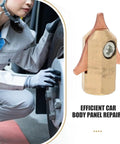 Two Piece Automotive Sheet Metal Forming Pliers And Dent Puller Kit with pull hammer beside car wheel