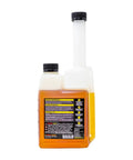 Back view of 16 oz Top Shelf Diesel Fuel Additive And Daily Tune Up Formula in a clear bottle with black cap.