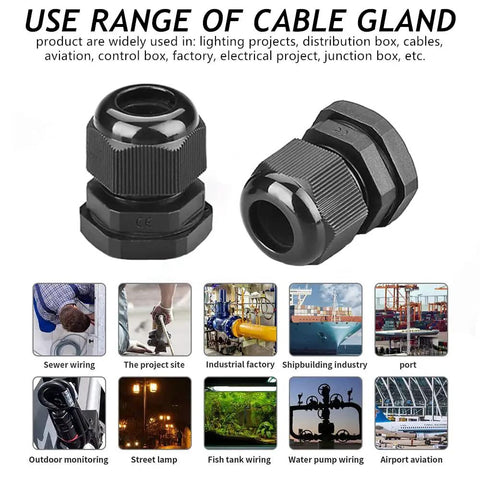 1-1/4 Inch NPT Nylon Cable Gland IP68 Waterproof Strain Relief Connector With Adjustable Locknut 5 Pack Heavy Duty applications