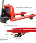 Heavy Duty Electric Pallet Jack Truck With Lithium Battery And 48 Inch Forks Lift Up To 3300 Lbs dimensions chart