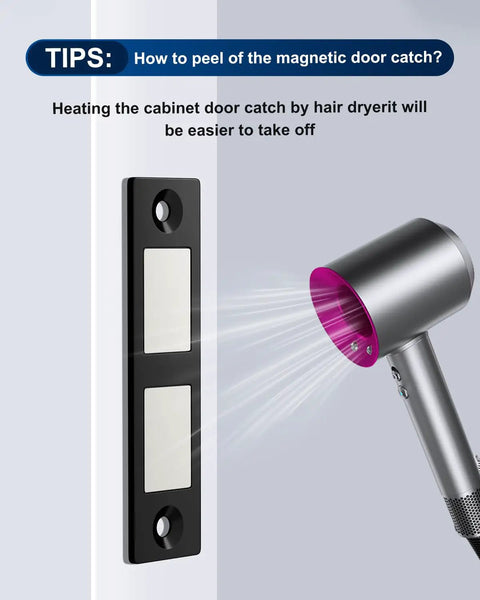 Hair dryer removing Heavy Duty Magnetic Door Catch With Twin Magnet Core For Cabinets And Drawers Over 35 Lb Hold Black Double Magnetic Closure