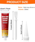 Extreme Heat Silicone Sealant For Grills And Ovens, Waterproof And Insulating Adhesive With High Arc Resistance, 100Ml tube and applicator