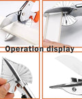 Multi Angle Miter Shear Cutter for Wood PVC and Molding Trim with 45 and 90 Degree Cutting Capability in operation display