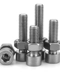Five TA2 Grade titanium socket head cap screws and nuts for custom car builds, M12X120mm, heavy duty fastener hardware pack.