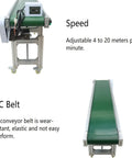 Industrial PVC Belt Conveyor With Double Baffle 110V 70.9 Inch Long 15.7 Inch Wide On Wheels Anti Static Adjustable Speed detail