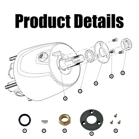 Illustration of HP6032 Hydraulic Steering Service Kit For Seastar And Baystar Marine Hydraulic Power Systems components and hardware.