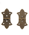 Antique Bronze Butterfly Hinges 4 Pack For Small Cabinets And Jewelry Boxes, DIY Friendly Vintage Hardware, close-up view of two hinges