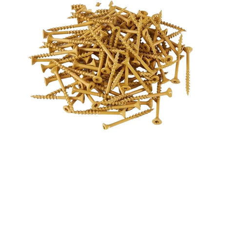 100 Piece Carbon Steel Flat Head Wood Screws Set For DIY Projects With Dual End Locking Threads Hidden Joint Strength Sharp Spiral Thread Penetrating Design 8x1.62mm Assortment For Cabinet Furniture And Deck