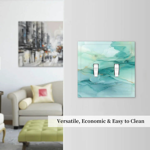Killer Teal Marble Decorative Switch Plate Cover For Two Gang Double Toggle Outlet Wall Panel in stylish setting