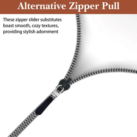 Close-up of a black leather zipper pull attached to a zipper, part of the Eight Piece Black Leather Zipper Pull Replacement Set For Luggage Suitcases And Handbags Easy Install No Tools Needed 7cm Pulls Durable Travel Gear Upgrade.