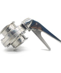 QiiMii stainless steel 304 tri-clamp butterfly valve with trigger handle and EPDM seal, 2 in. tube OD (side view)