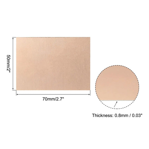 Single Sided FR4 Copper Clad PCB Kit 5 Pack 70 X 50 X 0.8mm Copper Plated Universal Prototype Circuit Board with measurements