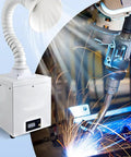Desktop Welding Fume Extractor With 35 Watt Knockout Suction And Triple Layer Filtration That Devours Soldering Smoke Fast Includes Bright LED work light and hose.