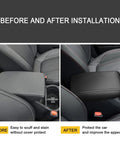 Before and after using Center Console Cover for Subaru Forester 2019 2025 Armrest Protector with Black Stitching
