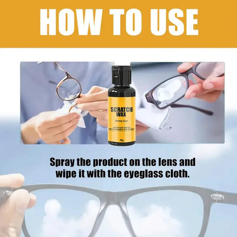 Glasses Scratch Remover And Anti Fog Lens Cleaner Spray 30g Compact Travel Kit for cleaning glasses and lens care use.