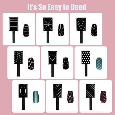 11Pcs Cat Eye Nail Magnet Set 5 In 1 Multifunctional Magnetic Nail Tool Kit With Magnetic Pen And 9 Pattern Plates display