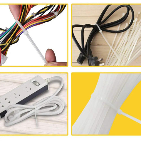 Heavy Duty Nylon Cable Zip Ties 8 Inch Self Locking Wire Ties UV Resistant 50 Lbs Tensile Strength 100 Pack for Cable Management.