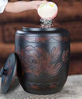Ceramic Rice Dispenser With Heavy Duty Snap Lid Airtight Bulk Food Storage Container used to pour rice.
