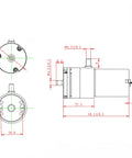 Diagram of Heavy Duty 12V DC Mini Air Pump with precise dimensions and port details for home gear or medical tools.