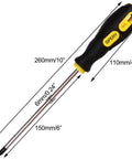 2 Pcs Rugged Phillips Screwdriver PH2 Magnetic Tip Non Slip Grip Chrome Vanadium Steel, 10 inch with rubber grip for repairs.
