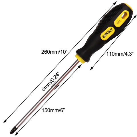 2 Pcs Rugged Phillips Screwdriver PH2 Magnetic Tip Non Slip Grip Chrome Vanadium Steel, 10 inch with rubber grip for repairs.