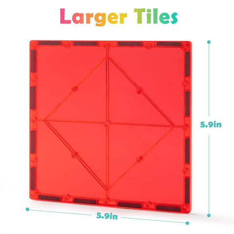 12 Piece Large Magnetic Tiles Set For Kids Jumbo 5.9 Inch Magnetic Base Plates STEM Building Blocks For Boys And Girls