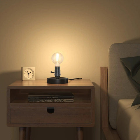 Vintage Industrial Table Lamp Base With Plug In Cord And On Off Switch E26 E27 Desk Light on bedside table
