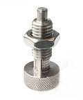 Two Pack M6 Retractable Indexing Plunger Pins With A Sweet Knurled Handle And Heavy Duty Spring Lock Mechanism for quick fastening.