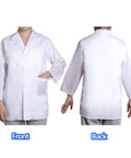 Front and back view of Kids Doctor Scientist Costume Kit With Lab Coat Goggles ID Card Magnifying Glass For Halloween Dress Up Blue XS Durable Polyester Cotton Realistic Lab Gear For Curious Little Scientists Kid Friendly