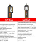 Handheld Vibe Meter For Quick Diagnostics Digital Vibration Measuring Tool With Piezo Sensor SW 65A And SW 63A Compatibility For Machinery Motors And Equipment Maintenance Real Time Readouts, black handheld units