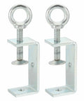 2 Pcs Beefy Carbon Steel Tiger U Clamps 75mm Opening Heavy Duty C Clamps With Eye Hook Screws For Woodworking Welding And Mounting Projects Galvanized Blue White Finish, front view