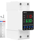 Built Tough Adjustable Voltage Protector For 110V Circuits Auto Reset Smart Breaker with digital display and mounting accessories.