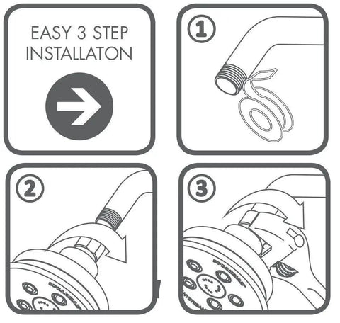 Step-by-step guide for installing High Flow Shower Head With Anystream 360 Technology Adjustable Spray Modes.