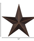 Rustic Metal Barn Star Wall Decor Made From Recycled Iron With Vintage Finish, 12x12 inches, ready for easy wall mounting