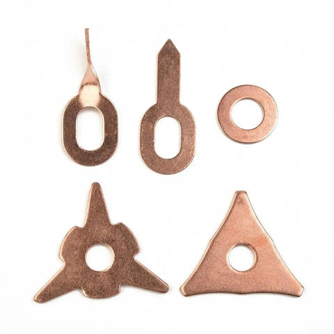 Mixed Spot Welder Dent Repair Pad Set with copper plated steel pulling tabs, triangles, star pads, washers for auto body repair, 50 pcs